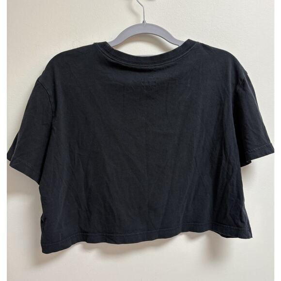 Nike Women's Cropped Loose Fit T-Shirt Black White Logo Size Small - Picture 2 of 5